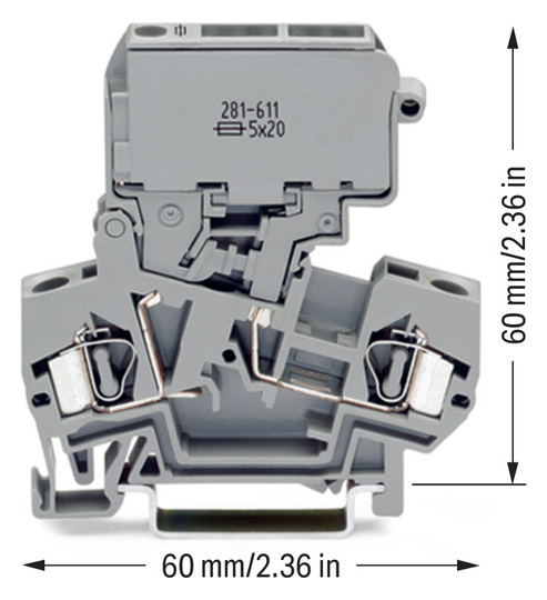 Sicherungs-Reihenklemme Serie 281 10A 0,08-4qmm G-Sich 5x20mm schwenkb