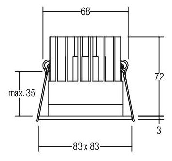 LED-Einbaustrahler 9,2W 4000K 840lm Konv sw mt 1LED Alu IP44 RF:hochglänzend