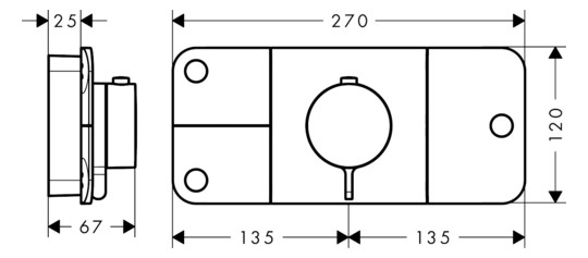 hansgrohe Fertigmontageset Axor One UP-Thermostatmodul, 3 Verbraucher, mattschwarz