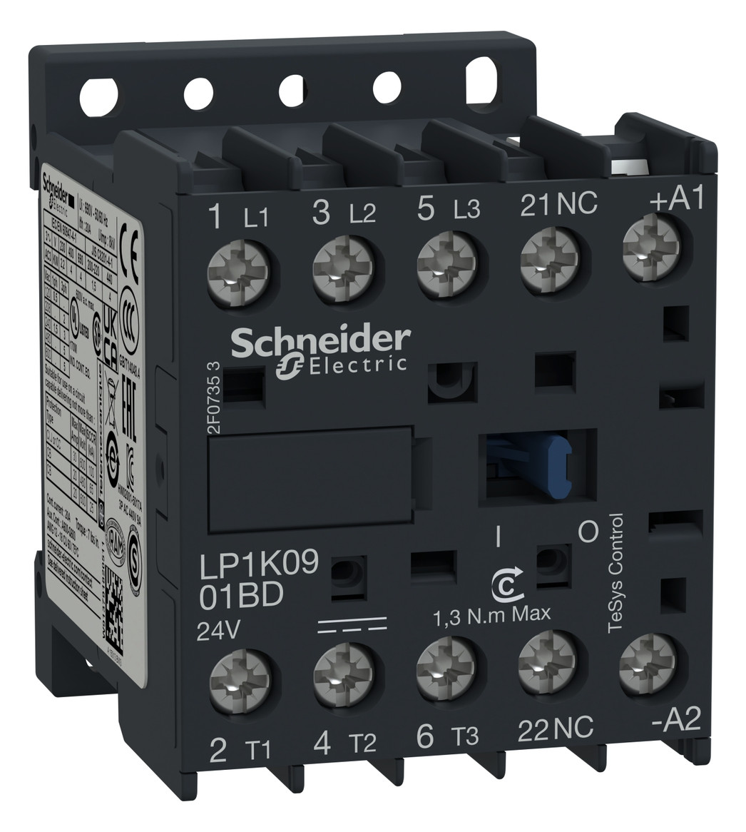 Leistungsschütz 4kW 3S 24VDC 9A 1Ö/Hilf REG f.Reiheneinb