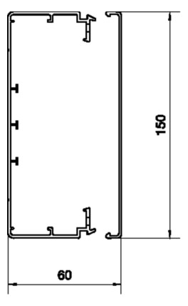 Leitungsführungskanal Kst 60x150x2000mm ver-ws LF-K unbeh 7122qmm RAL9016