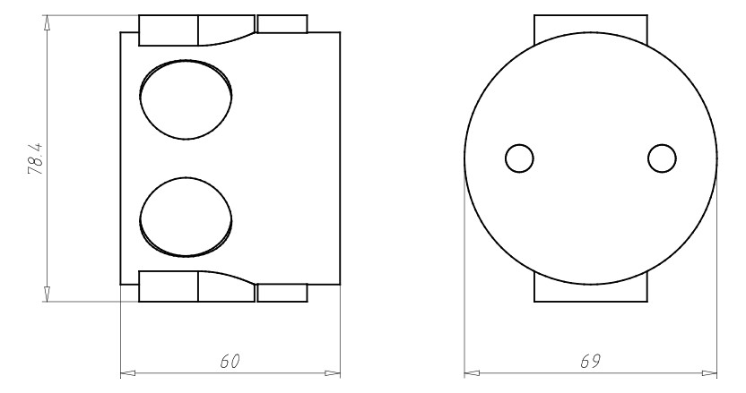 Schallschutzdose UP Ø60x60mm Kst IP2X Ger/VerbDose/kast rnd