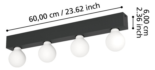 EGLO Wandleuchte/4 E27 Schwarz    900517 