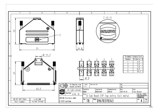 HART D-SUB GEHAEUSE 37-POL.  09670370343 