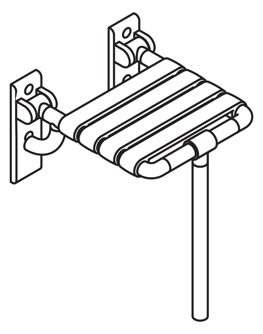 HEWI Klappsitz 801 345x408mm, mit Bodenstütze, felsgrau