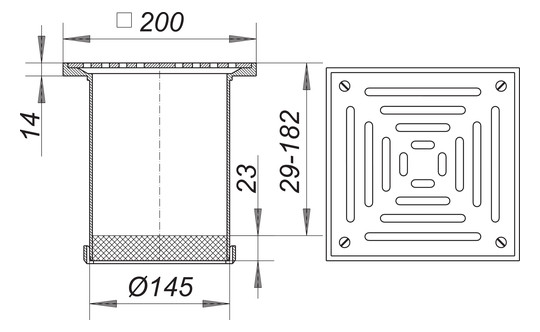 Dallmer Terrassen-Aufsatz GES 20, Rost massiv, 200 x 200 mm, verschraubt