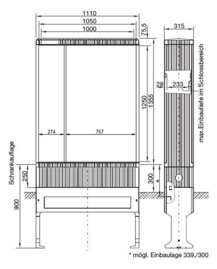 Leergehäuse GFK IP44 B1110xH1355xT315mm ET315mm geschl