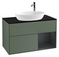 V&B Waschtisch-Unterschrank Wandbeleuchtung Finion 100cm, Abdeckplatte black matt, Regal Midnight matt lacquer, Olive Matt Lacquer
