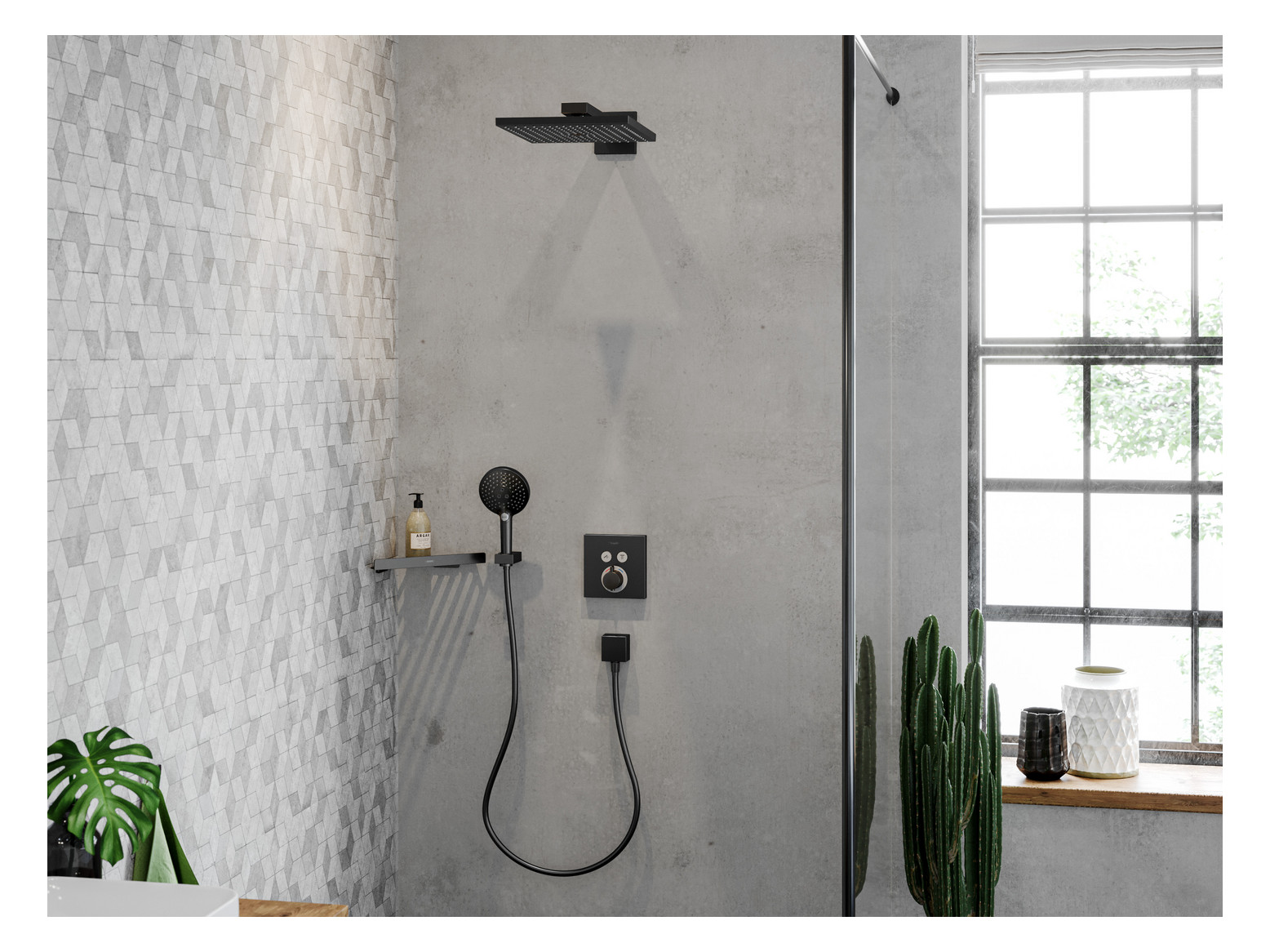 hansgrohe Fertigmontageset ShowerSelect UP-Thermostat, 2 Verbraucher, brushed black chrome