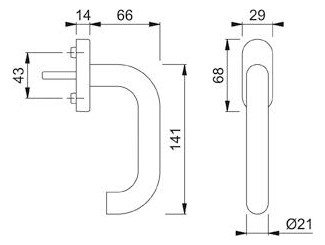 Bild Fenstergriff E038/U30 F69 NA7503 7/035 M 5X45 - HOPPE-1