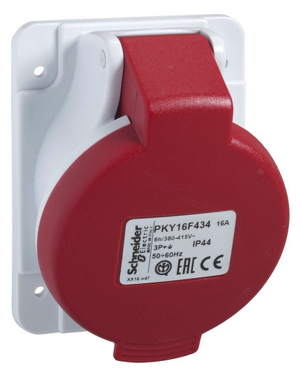 CEE-Anbausteckdose 5p 16A Acti9 400V/rt 6h IP44 schraubl.Kl abgew Kst 100x90mm