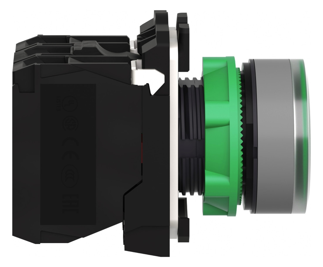 Drucktaster 1f gn rnd Ø22,5mm 1S 1Ö IP66 fl Geeignet für Beleuchtung Tastend