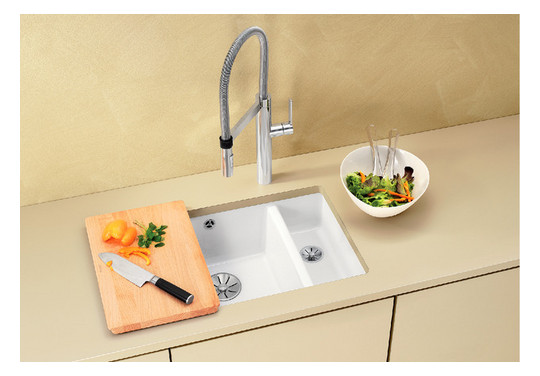 Blanco Becken Subline 350/150-U Keramik 56,7 x 45,6 cm, PuraPlus magnolia glänzend, für Unterbau