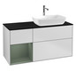 V&B Waschtisch-Unterschrank Finion 120cm, Abdeckplatte black matt, Regal Olive matt lacquer, White matt lacquer