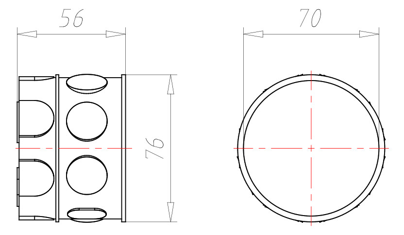 Verbindungsdose UP Ø70x56mm Kst IP2X rnd