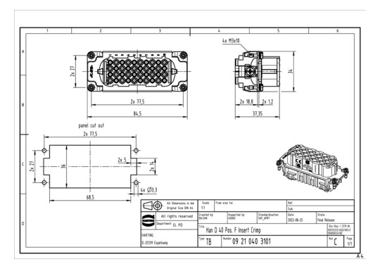 HART Buchseneinsatz 40polig  09210403101 