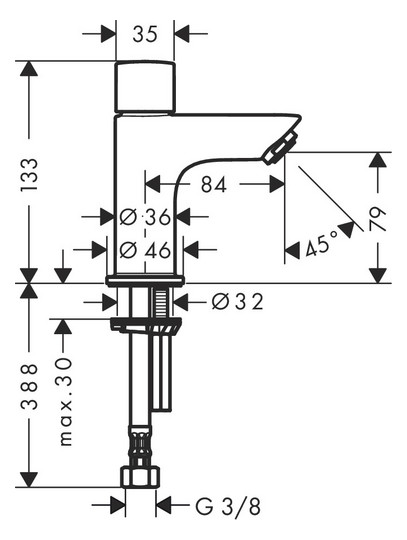 hansgrohe Standventil Logis 70 Kaltwasser, ohne Ablaufgarnitur, chrom