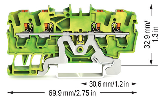 Schutzleiter-Reihenklemme 0,25-4qmm gn/ge 1Etage Hutschiene TH35