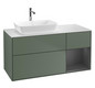 V&B Waschtisch-Unterschrank Finion 120cm, Abdeckplatte white matt, Regal Anthracite matt lacquer, Olive Matt Lacquer