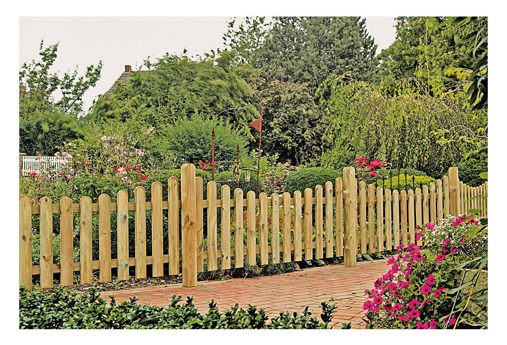 Bild HEIKO-Gartenzaun 180 x 80/65 cm, kdi-grün Latten 20/90mm Unterbogen glatt, Riege - n.a.-1