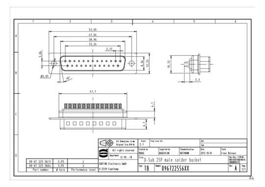 HART HARTING D-SUB STIFTLEIS 09672255615 