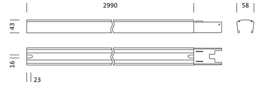 Tragschiene Lichtband 80W Modario 5x2,5qmm IP20 ws 2-längig L=2990mm