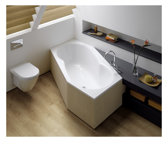 6-Eck-Badewanne BetteMetric 6841 Glasur, natura, 206x90x45cm, Fußende links, Überlauf vorne
