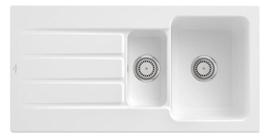 V&B Spüle Architectura 60 XR mit Ablaufgarnitur, rund mit Handbetätigung, stone white CeramicPlus