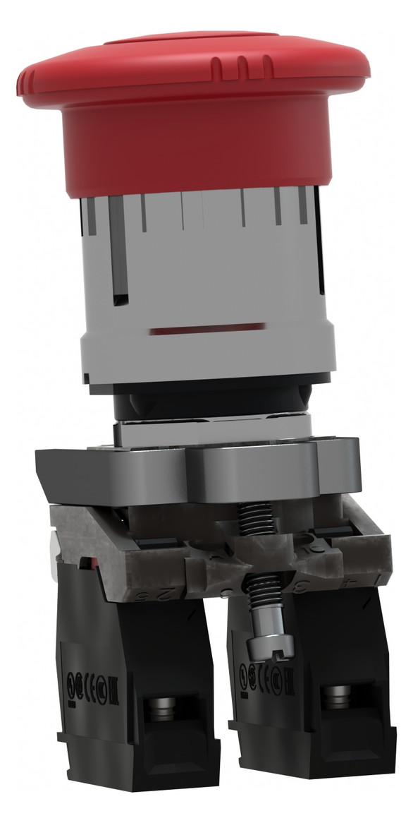 Not-Aus Taster EB IP66 Dreh 1S 1Ö Einb Ø22,5mm Schraub