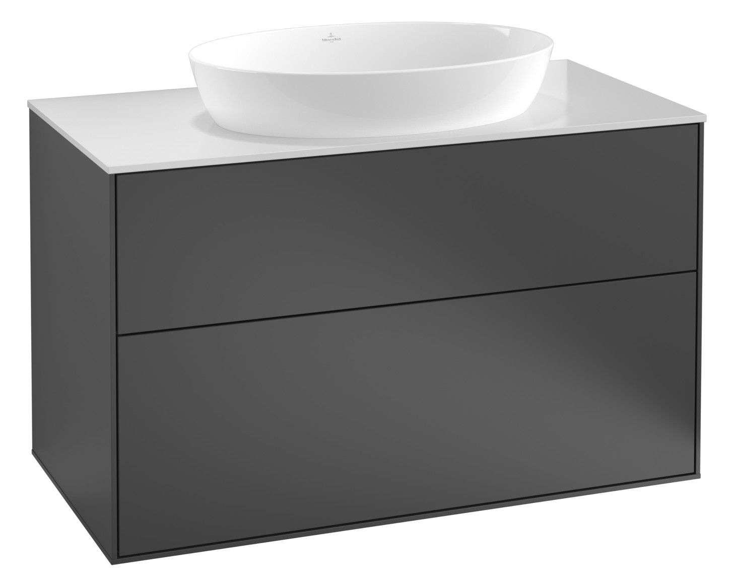 V&B Waschtisch-Unterschrank Finion 100x60,3cm, Abdeckplatte black matt, Midnight Blue Matt Lacquer