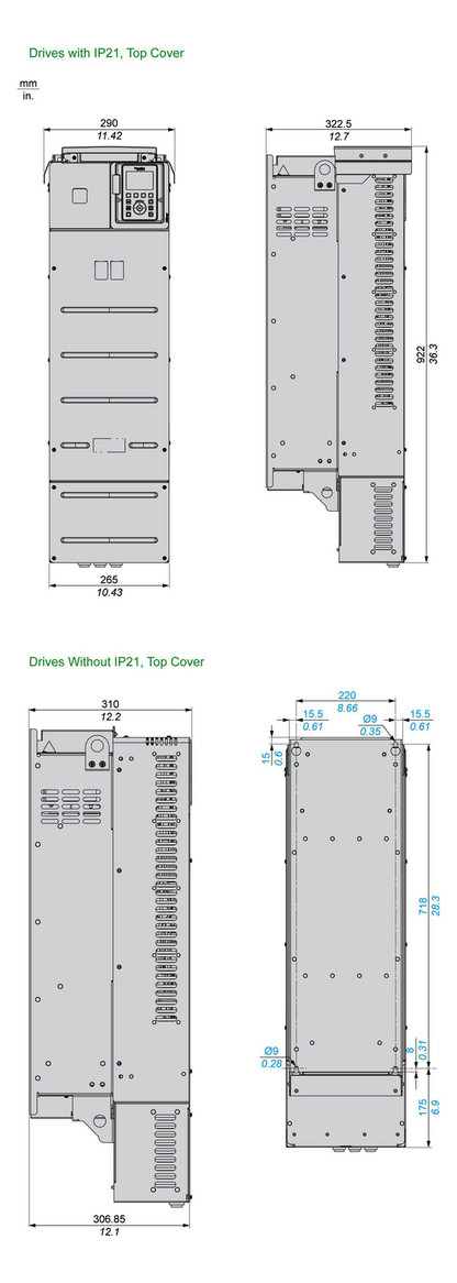 Frequenzumrichter ALTIVAR 200-240V E3ph A3ph 500Hz 50/60Hz IP21 5%F 15%V