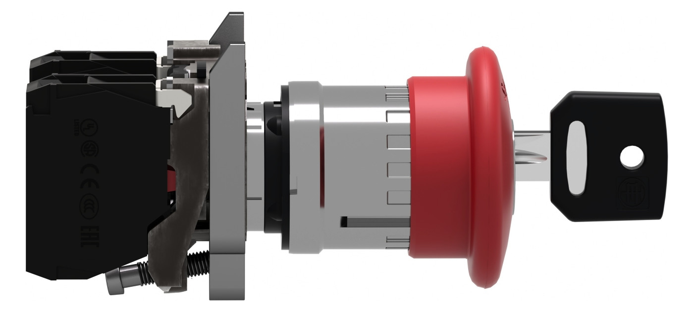 Not-Aus Taster EB IP66 Schlüssel 1S 1Ö Ø22,5mm Einb Schraub
