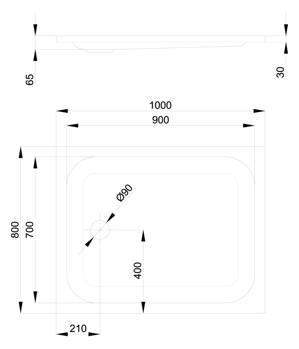 Duschwanne BetteSupra 5520 100x80x6,5cm, pergamon