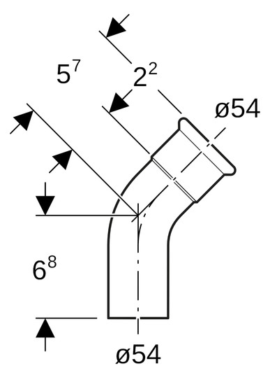 Geberit Gas-Bogen Mapress Ø 54 mm, 45Grad, mit Einschubende, Kupfer