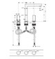 hansgrohe 3-Loch-Waschtischarmatur 200 Axor Uno Ausladung 183mm, mit Zerogriffen, Zugstangen-Ablaufgarnitur, brushed brass