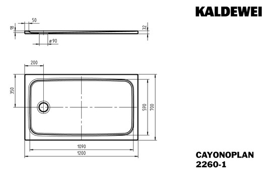 Kaldewei Duschwanne CAYONOPLAN 2260-1 70x120x1,8cm, flach, bahamabeige