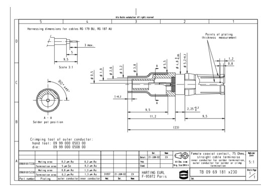 HART DSUB FE STR SOLDER      09691815230 