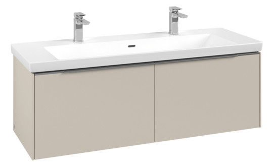 V&B Waschtisch-Unterschrank Subway 3.0 127,2x42,9x47,8cm, ohne LED/Griff Aluminium glänzend, cashmere grey