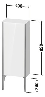 Duravit Halbhochschrank XViu 40x24x89cm, schwarz matt, Tür rechts, Eiche terra