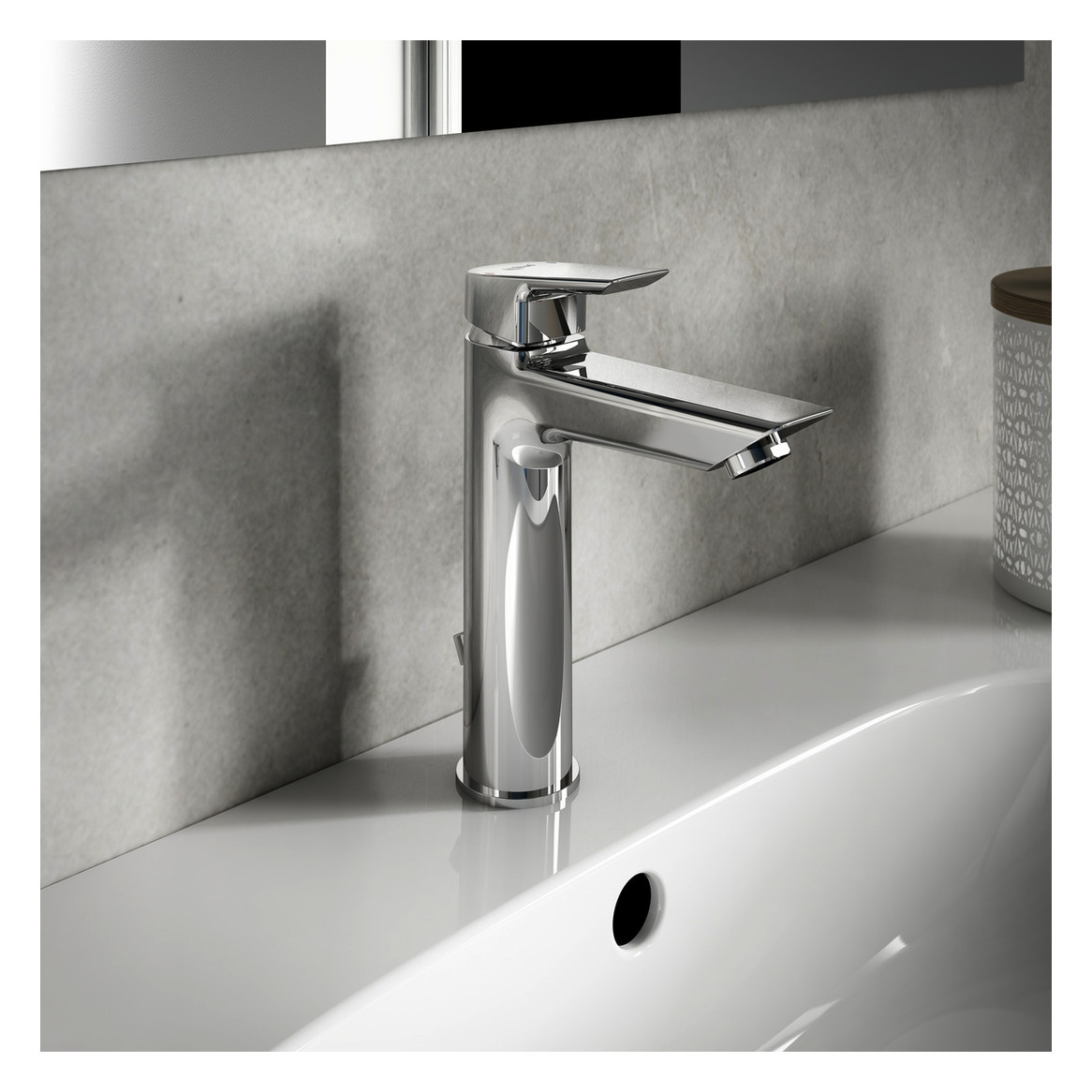 Ideal-Standard Waschtisch-Einhebelmischer Tesi Grande Ausladung 123mm, verchromt, mit Metall-Ablaufgarnitur