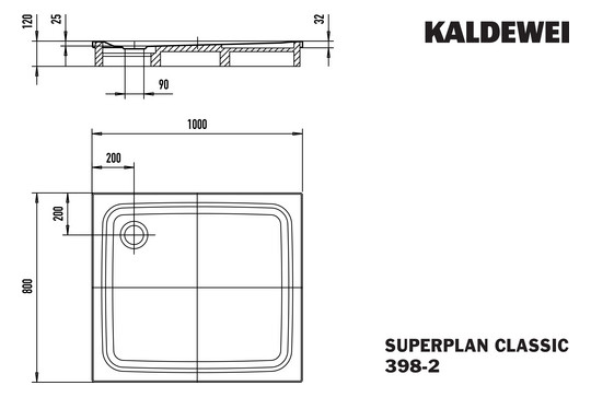 Kaldewei Duschwanne SUPERPLAN CLASSIC 398-2 80x100x2,5cm, mit Träger, Vollantislip, bahamabeige