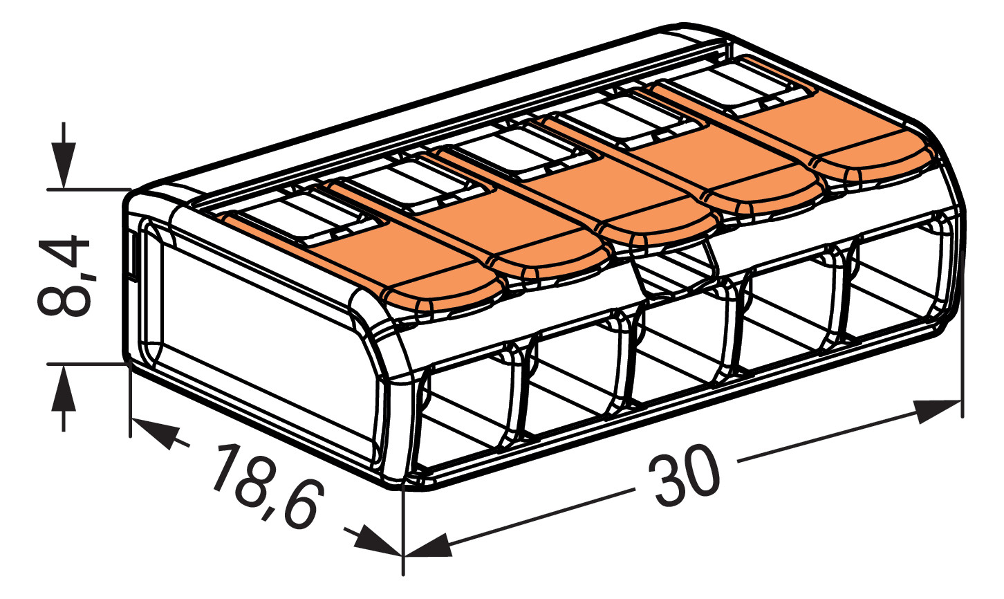Steckklemme 5f 450V 32A Serie 221 0,2-4qmm m.BetätiHebel f.Massivleiter