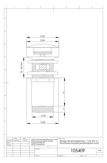 ASW-Design-Excentergarnitur 11/4" chrom mit Druckverschlussstopfen 105409