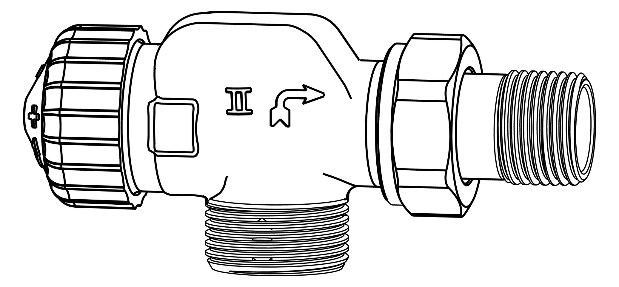 Heimeier Thermostat-Ventilunterteil V-exact II DN 15, G 3/4 x R 1/2, Axial, mit Außengewinde