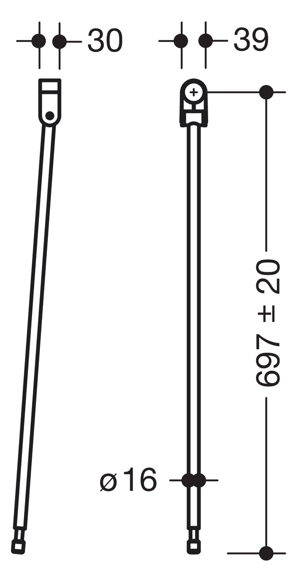 HEWI Bodenstütze 801 607mm, koralle