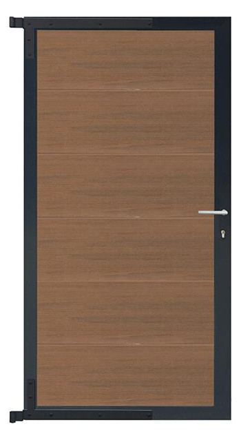 Bild ELZE-Tor-Komplettset 90 x 173 cm, Füllun g teak Rahmen anthrazit - n.a.-0