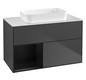 V&B Waschtisch-Unterschrank Finion 100x60,3x50,1cm, Regal links Black matt lacquer, Anthracite matt