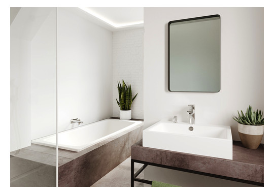 Kaldewei Aufsatz-Waschtisch PURO 3158, 90 x 46 cm, cool grey 70, mit Überlauf, 3 Hahnlöcher