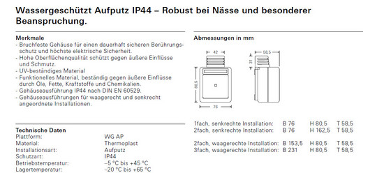 Gehäuse AP 1f Kst lgr WG AP mt Geh-UT IP44