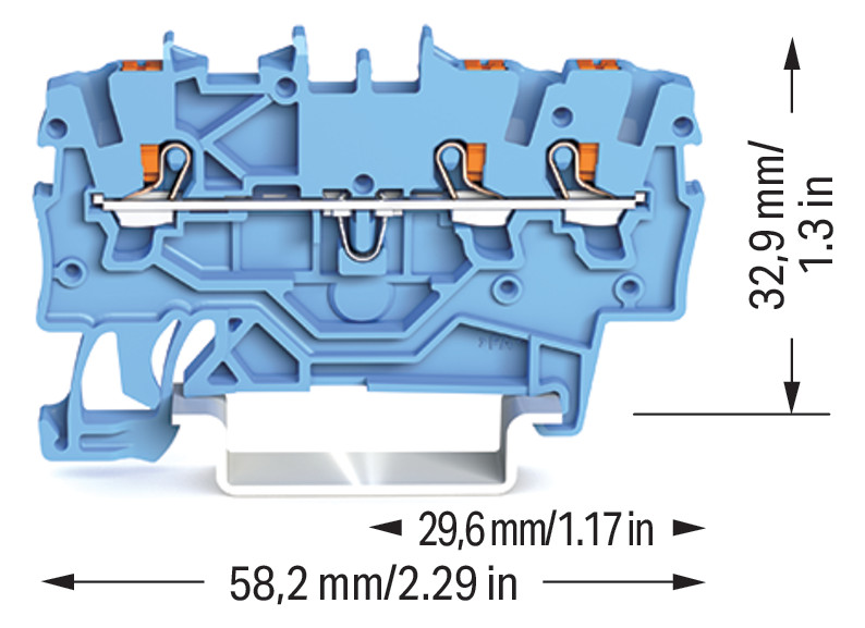 Reihenklemme 0,14-1,5qmm 1Etage 3kl bl 13,5A TS35 Hutschiene TH35